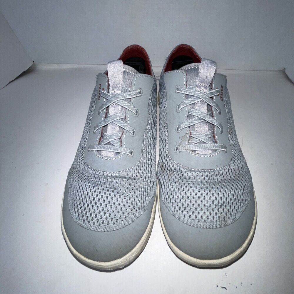 OluKai MOKU Pae tennis Shoe slip on 8.5 US Charcoal Clay gray 41.5 EU mesh fab